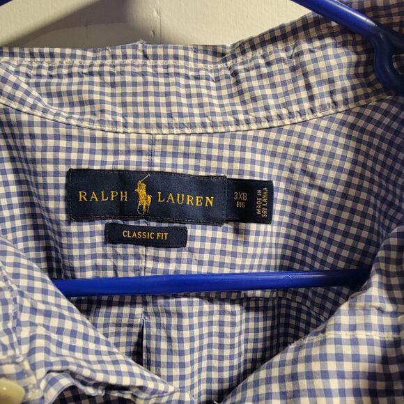 Men's Ralph Lauren Button Up 3XLB Green Pony Blue Label - Picture 3 of 6